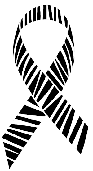 The symbol for rare disease awareness is a zebra-striped ribbon.