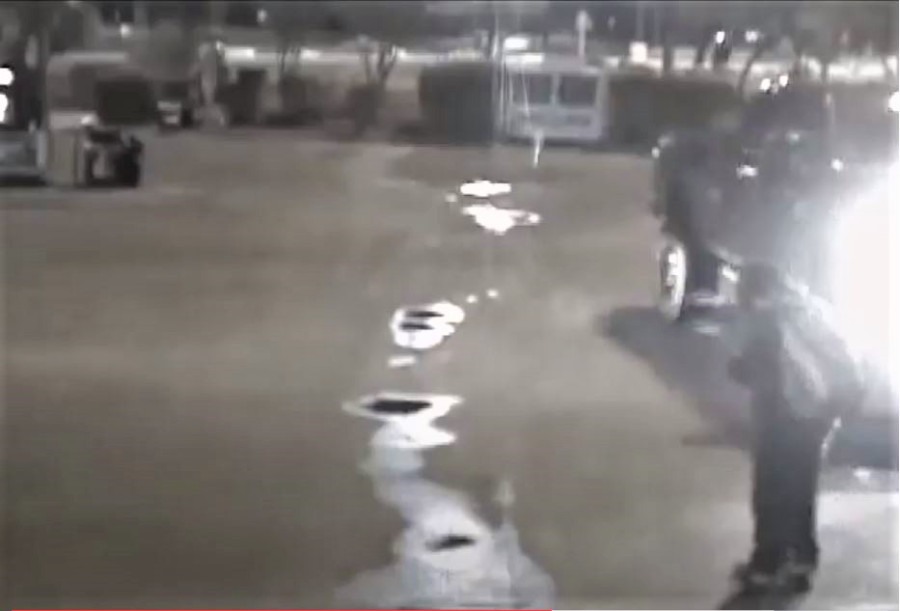 Surveillance video shows the seconds before Adam Marsh ran over Michele Gonzales in a south Austin gas station parking lot Feb. 9, 2018. (Austin Police Department Photo)