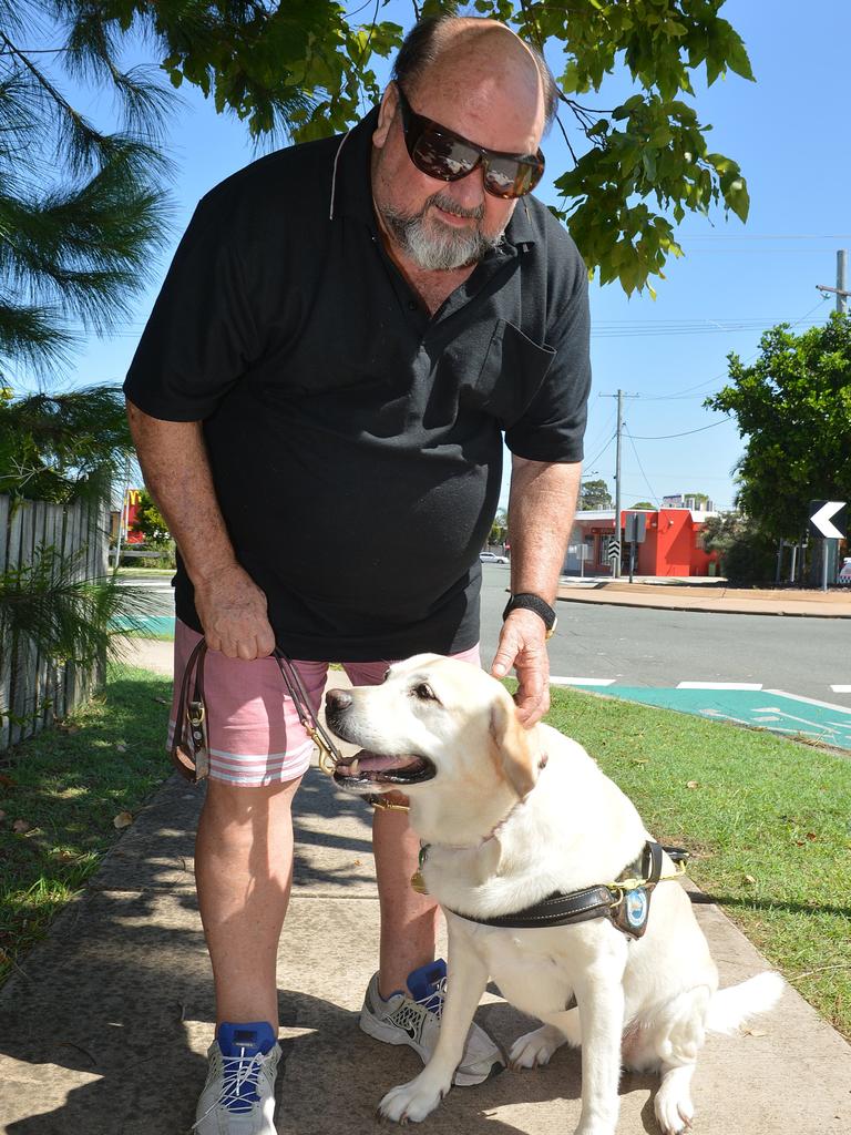 Peter Ryan and his sighted guide dog Pebbles in 2015. Image: Warren Lynam
