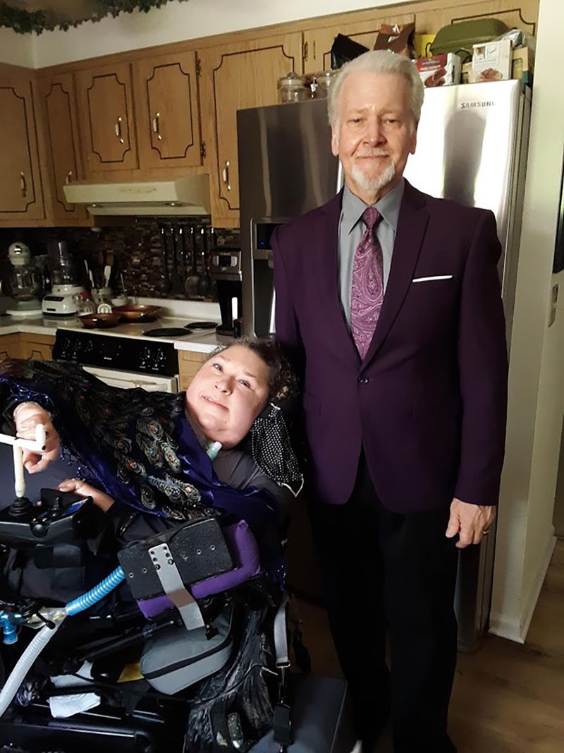 Maria Matzik von Fairborn has some form of muscular dystrophy and lives her life in a reclining wheelchair.  She met her partner Alan Cochrun at work and they have been living together in Fairborn since 1996.  CONTRIBUTION