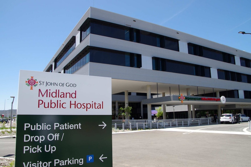 Entrance to the Midland Public Hospital, including registration in the foreground