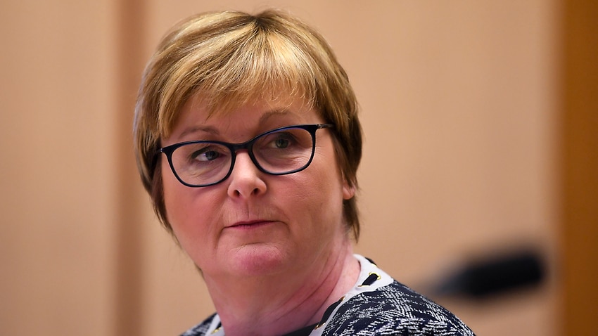 NDIS Minister Linda Reynolds speaks during a Senate inquiry at Parliament House in Canberra on Monday on 3 May, 2021.