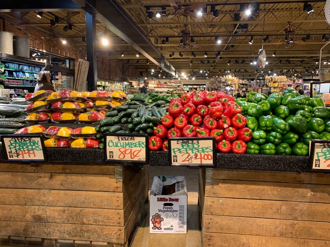 Berkley's Westborn Market is well stocked with vegetables while some shelves go empty as shoppers stock up on groceries and household items as people prepare to stay at home as the state school closes for the spread of the COVID-19 virus contain.  Saturday March 14, 2020. Joe Guillen