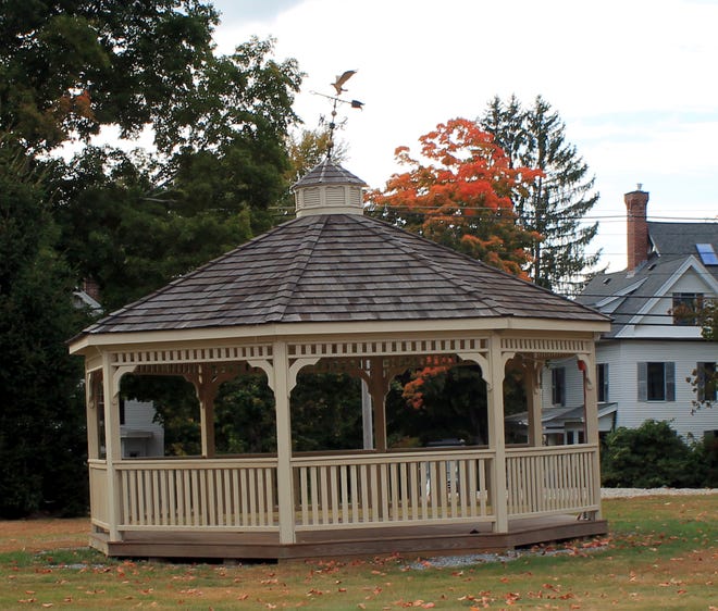 The pavilion on Lancaster Town Green was donated by Netflix and has sparked controversy over its location.